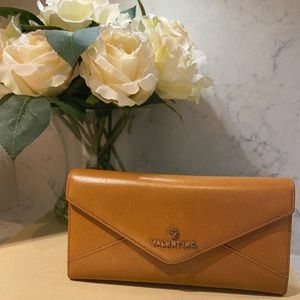Valentino Fern Palelleto Leather Envelope Wallet